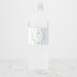 Mädchen Zitronenschleife Blau Floral Wasserflaschenetikett