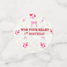 MÄDCHEN ZUM 1. GEBURTSTAG HERZEN LILA STERNE KONFE