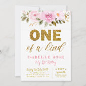 Mädchen zum ersten Geburtstag einladen, Glitzer ei Einladung (Vorderseite)