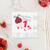 Mädchen zum ersten Geburtstag rote Ladybug Serviet Serviette (Beispiel)