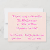 Mädchen zum Geburtstag Einladung (Rückseite)