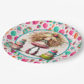 Mädchen zum Geburtstag Pappteller (Schrägansicht)