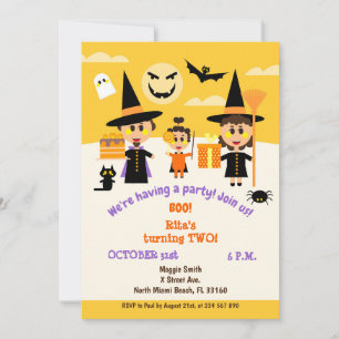 Mädchen zum zweiten Geburtstag Halloween Einladung