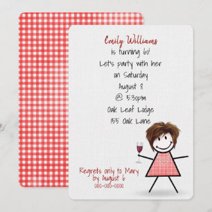 Mädchen zur 60. Geburtstagsfeier mit Wein Einladung