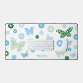 Mädchen zurück zu Schmetterlingen und Blume Schreibtischunterlage (Tastatur & Maus)