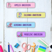 Mädchen zurück zur Niedlichen magischen Einhornfar Etiketten