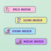 Mädchen zurück zur Niedlichen magischen Einhornfar Etiketten