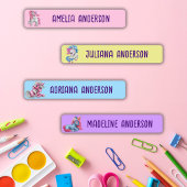 Mädchen zurück zur Niedlichen magischen Einhornfar Etiketten