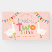 Mädchen Zwei Alberne Gans 2. Geburtstag Willkommen Banner (Horizontal)