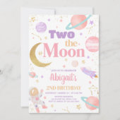 Mädchen Zwei der Mond Geburtstagsparty Einladung (Vorderseite)