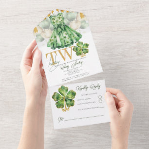 Mädchen zweiter Geburtstag St. Patrick's Day RSVP All In One Einladung