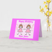 Mädchen Zwillinge, glücklich zum Geburtstag Karte (Gelbe Blume)