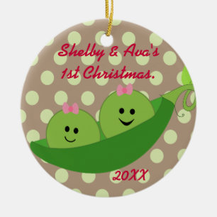 Mädchen-Zwillings-erste Weihnachtsverzierung Keramik Ornament