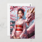 Mädchen zwischen Kirschblüten 1 Postkarte (Vorne/Hinten)