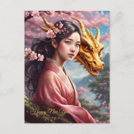 Mädchen zwischen Kirschblüten Feiertagspostkarte