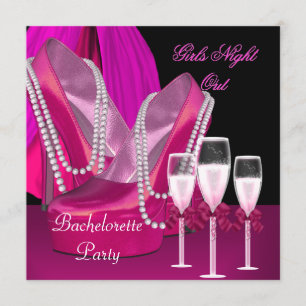 Mädchenabend Rosa Schuhe High Heels Champagner Einladung