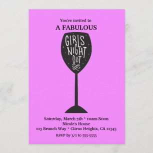 MÄDCHENABEND Wein Glas JEDER FARBE Party Einladung