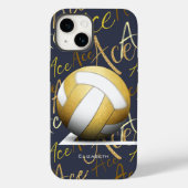 Mädchenace dienen goldenes Volleyball w Textmuster Case-Mate iPhone Hülle (Rückseite)