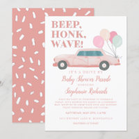 Mädchenantrieb mit Babydusche Rosa Vintage Auto