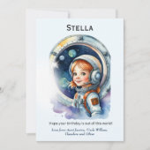 Mädchenastronaut in der Weltraumrakete - Geburtsta Karte (Vorderseite)