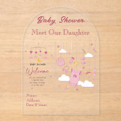 Mädchenbaby-Dusche Clear Akryllische Einladungskar Acryleinladungen (Vorderseite)