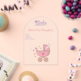 Mädchenbaby-Dusche Clear Akryllische Einladungskar Acryleinladungen