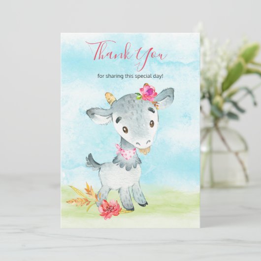 Mädchenbauernhof Dankeskarte (Stehend Vorderseite)