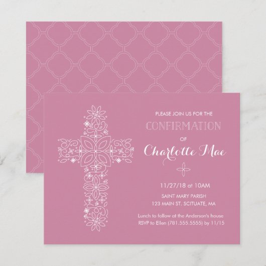 Mädchenbestätigung Religiöse Einladungskarte Einladung (Vorne/Hinten)