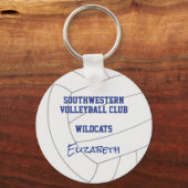 Mädchenblau-weiße Volleyballnummer Schlüsselanhänger (Rückseite)