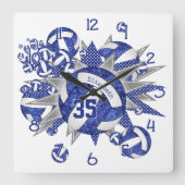 Mädchenblauer individuelle Name Quadratische Wanduhr (Vorderseite)