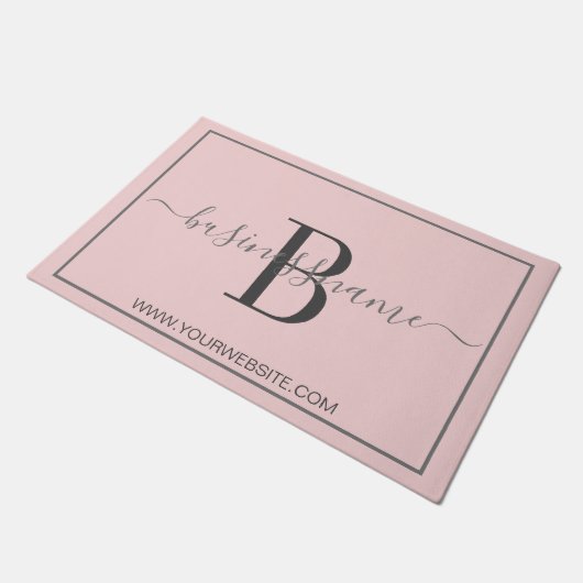 Mädchenchic Pink Monogram Custom Business Logo Doo Fußmatte (Schrägansicht)