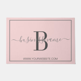 Mädchenchic Pink Monogram Custom Business Logo Doo Fußmatte