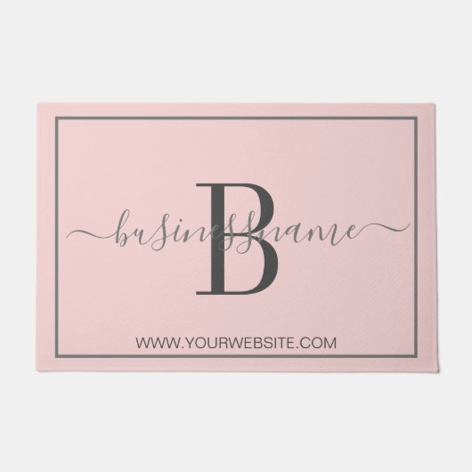 Mädchenchic Pink Monogram Custom Business Logo Doo Fußmatte (Vorderseite)
