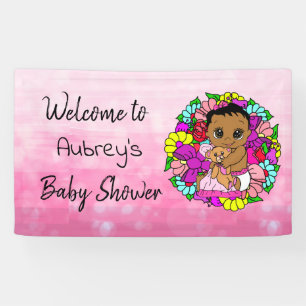 Mädchenduschbanner, Ethnic Baby Girl Pink Banner