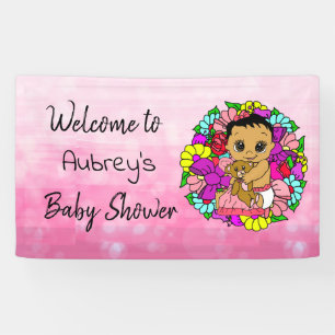 Mädchenduschbanner, Ethnic Baby Girl Pink Banner