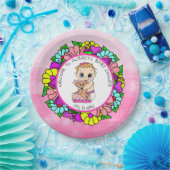 Mädchendusche, Baby mit Teddy-Bär Pappteller (Party)