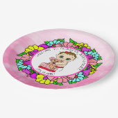 Mädchendusche, Baby mit Teddy Bear Paper Pla Pappteller (Schrägansicht)