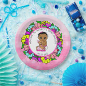 Mädchendusche, Ethnic Baby mit Teddy Bear Pappteller (Party)