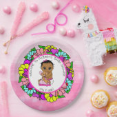 Mädchendusche, Ethnic Baby mit Teddy Bear Pappteller (Party)