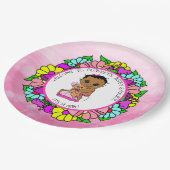 Mädchendusche, Ethnic Baby mit Teddy Bear Pappteller (Schrägansicht)