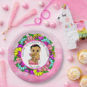 Mädchendusche, Ethnic Baby mit Teddy Bear Pappteller (Party)