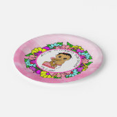 Mädchendusche, Ethnic Baby mit Teddy Bear Pappteller (Schrägansicht)