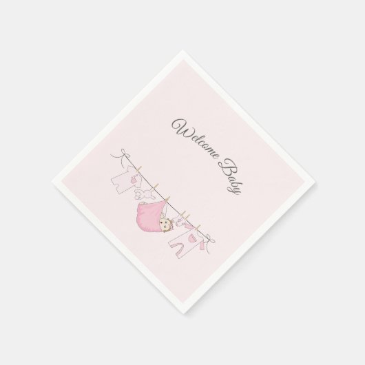 Mädchendusche in Rosa und Grau Serviette (Ecke)