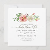 Mädchendusche in Weißen Rosen Rustikales Holz Einladung (Vorderseite)