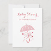 Mädchendusche Niedlich rosa Regenschirm mit Bow Einladung (Vorderseite)
