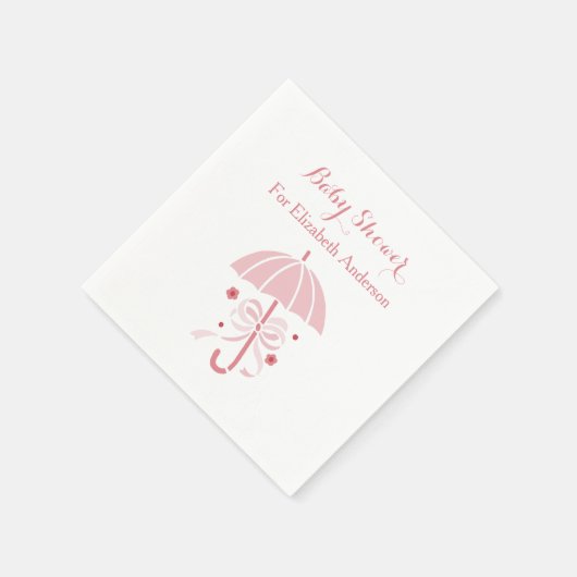 Mädchendusche Niedlich rosa Regenschirm mit Bow Serviette (Ecke)