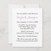 Mädchendusche Niedlicher Lila Schirm mit Bow Einladung (Rückseite)