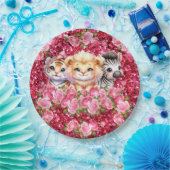 Mädchendusche Rosa Glitzer Wildtiere Pappteller (Party)