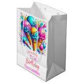 Mädcheneis Geburtstagsparty Mittlere Geschenktüte (Vorderseite Schrägansicht)