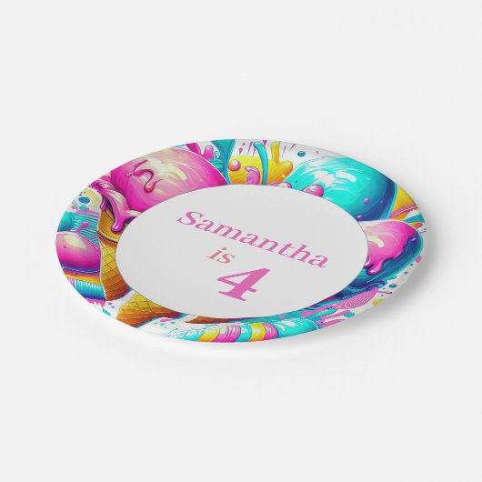 Mädcheneis Geburtstagsparty Pappteller (Schrägansicht)